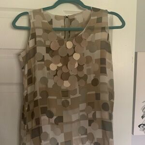 Akris silk top with drawstring. Small circles sewn on.
